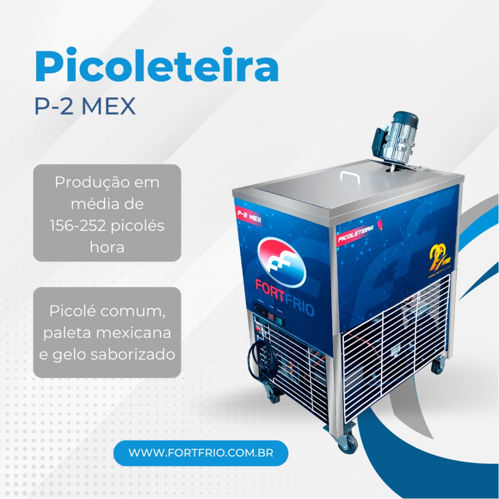 P-2 MEX BIFÁSICO - Picoleteira com capacidade produtiva de até 156-252 picolés/h