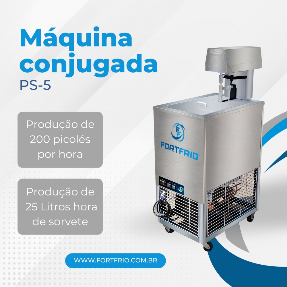 PS-5 TRIFÁSICO - Máquina Conjugada para produção de 25 litros/h de soverte ou 200 picolés/hora
