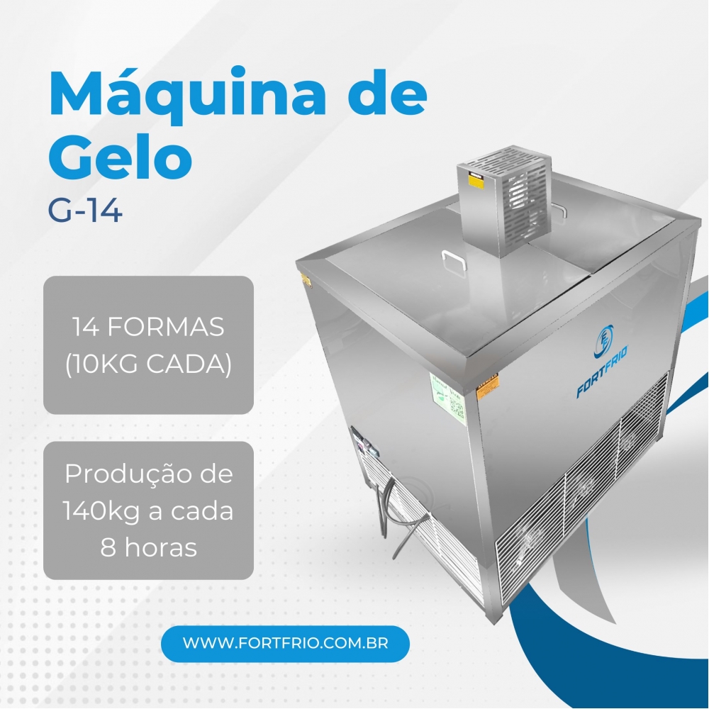 G-14 TRIFÁSICO - Máquina de Gelo em barra com produção de 140 kg a cada 8 horas