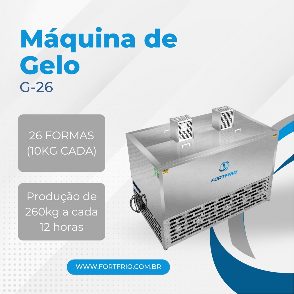 G-26 TRIFÁSICO - Máquina de Gelo em barra com produção de 260 kg a cada 12 horas