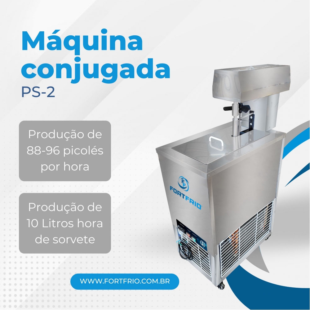 PS-2 - Máquina Conjugada para produção de 10 litros/h de soverte ou 88-96 picolés/hora